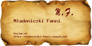 Mladoniczki Fanni névjegykártya